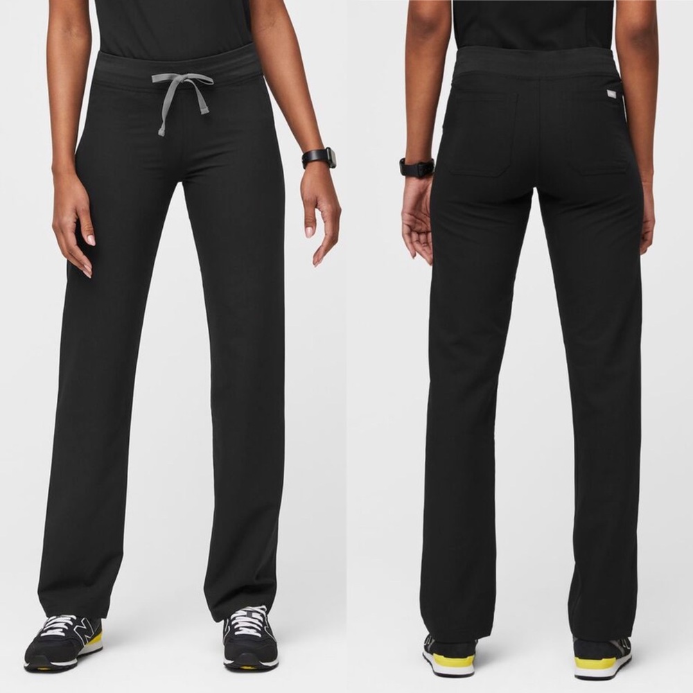 Figs Livingston Black Basic Scrub Pants Straight Leg Size Large FIONx Women’s